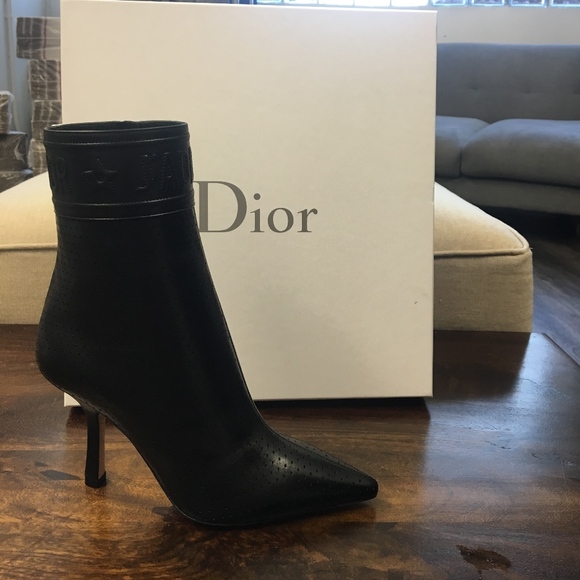 Dior Shoes - Dior Black Leather Dior Action Heel Ankle Boots